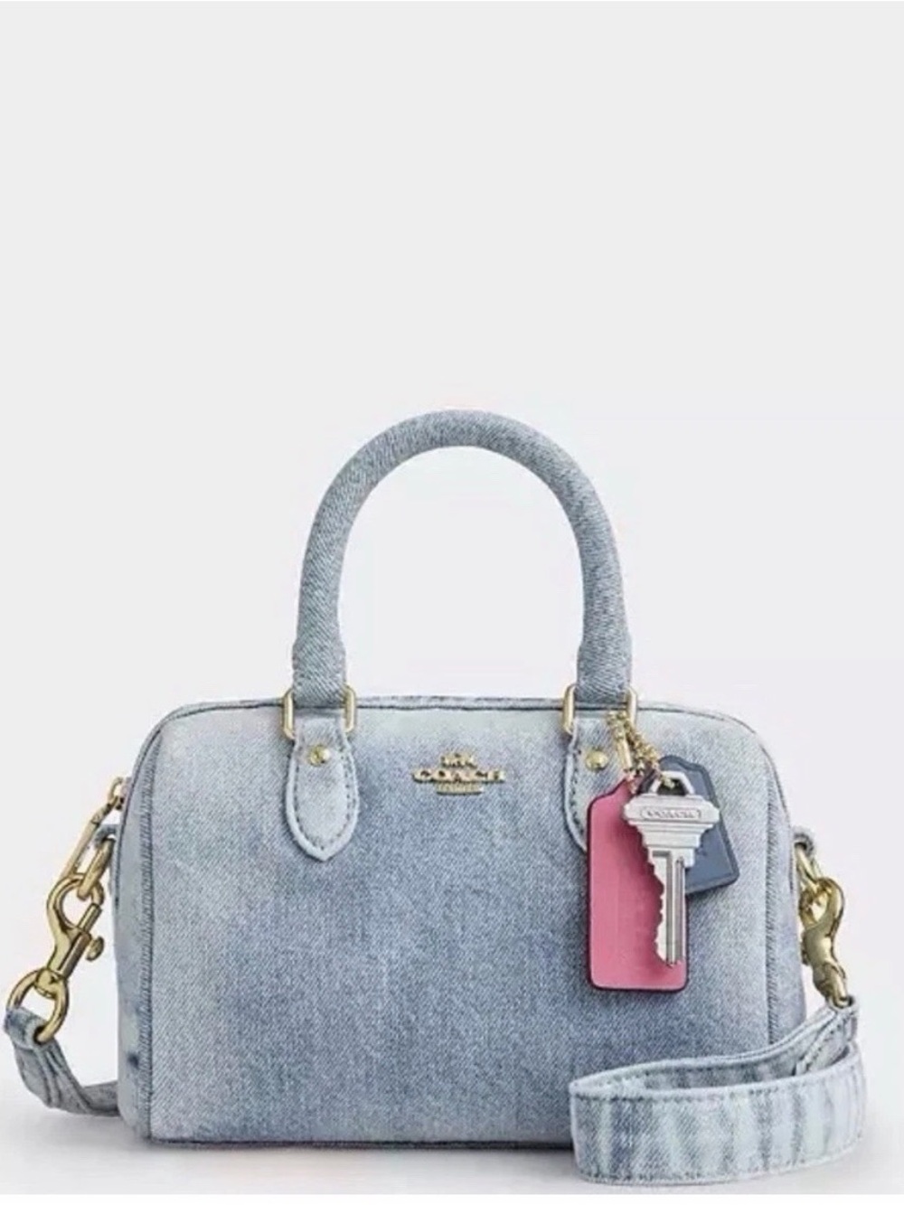 Coach Mini Rowan Satchel in Loved Denim 💜 comes with gift box 🎁